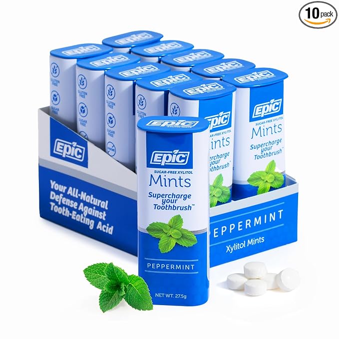 Epic 100% Xylitol Mints - Aspartame Free, Sugar Free - Peppermint Flavored Mints, 55 Pieces (Pack