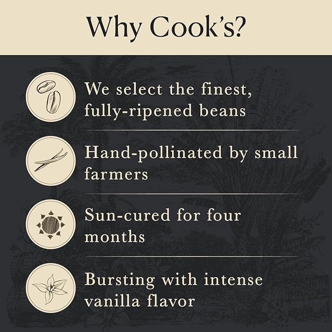 Cook's, Alcohol Free Pure Vanilla Flavoring, for Cooking, Baking, Desserts, Madagascar Vanilla