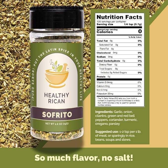 Healthy Rican Savory Chicken Mix Sazon and Sofrito Herb Seasoning for Meat Beef Vegetables Stews
