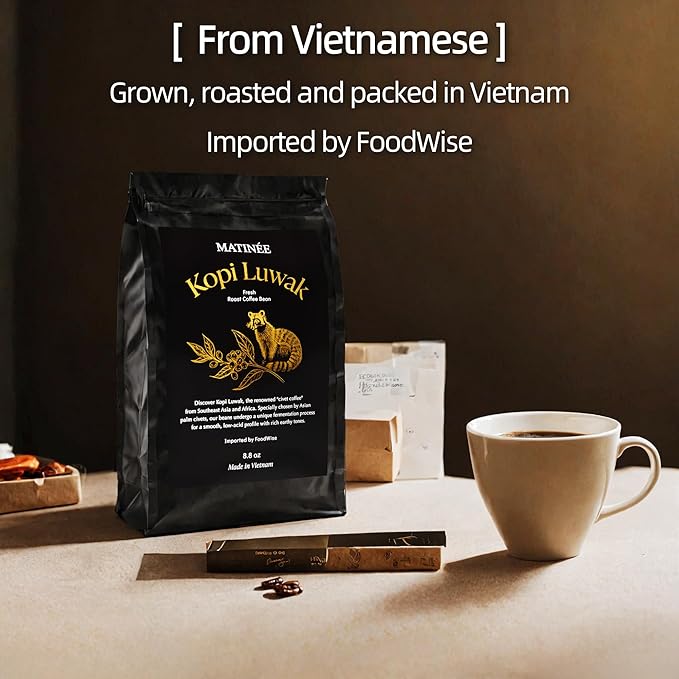 MATINÉE Wild Kopi Luwak Coffee Beans, Medium Roast, Whole Bean Beans, Civet Coffee - Sustainably