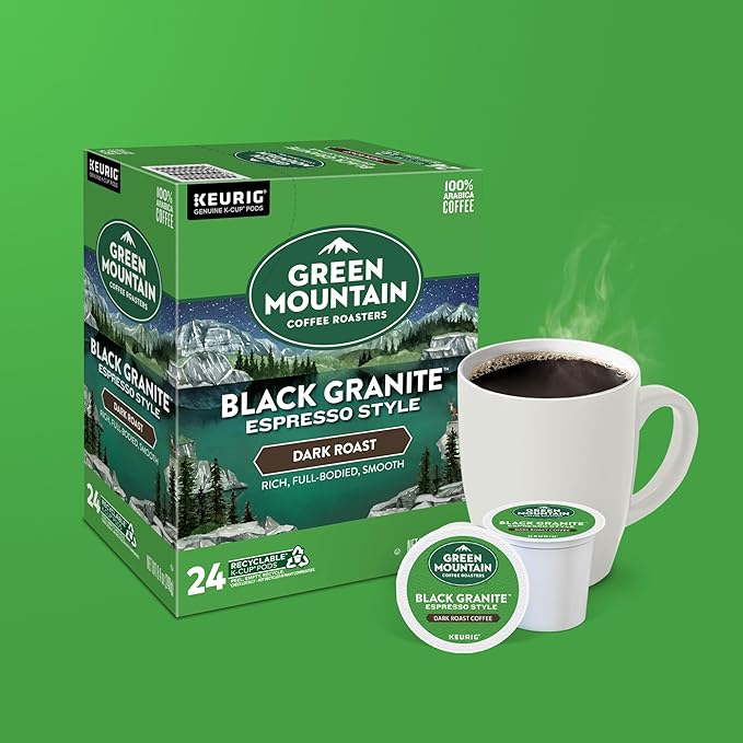 Green Mountain Coffee Roasters Black Granite, Keurig Single Serve K-Cup Pods, Espresso Style Dark