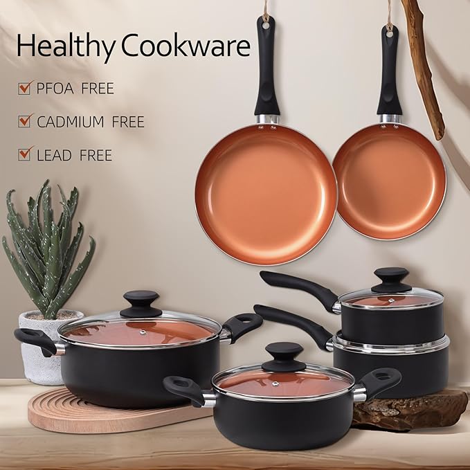 Ceramic Pots and Pans Set, 15PCS Nonstick Set Ceramic Cookware Set, Nonstick Pan Pots and Pans Set