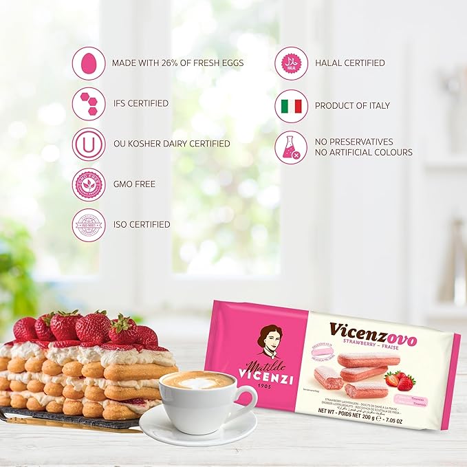 Matilde Vicenzi Vicenzovo Pink Ladyfingers 14.10oz - Italian Strawberry Biscuits, Ladyfingers