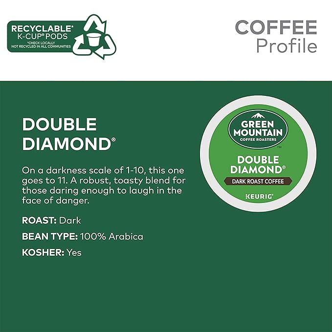 Green Mountain Coffee Roasters Double Diamond Keurig Single-Serve K-Cup pods, Dark Roast Coffee, 72