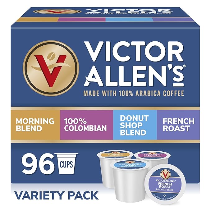 Victor Allen's Coffee Variety Pack (Morning Blend, 100% Colombian, Donut Shop Blend, and French