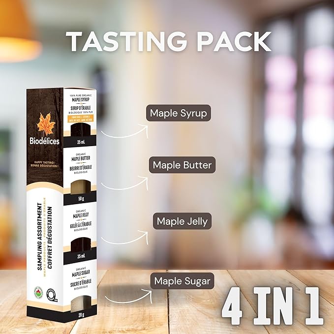 Biodelices Organic Maple Syrup, Maple Butter, Maple Jelly, and Maple Sugar - 100% Pure Maple Syrup