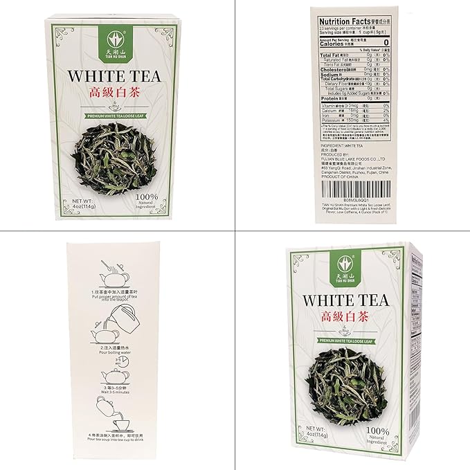 TIAN HU SHAN Premium White Tea Loose Leaf, Original Bai Mu Dan with a Light & Fresh Delicate