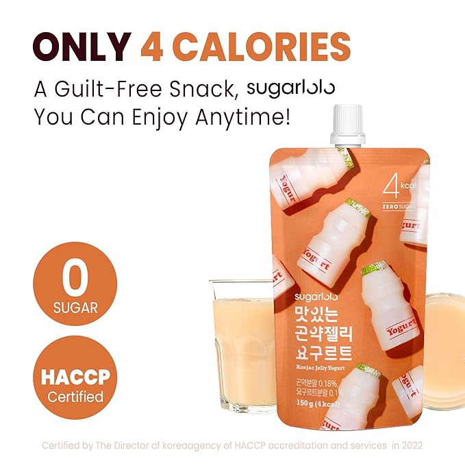 Sugarlolo Konjac Sweet Yogurt Jelly Snack - Vegan Jello with Zero Sugar | Only 4 Calories per Pouch