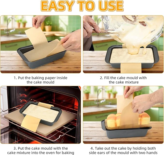 100 Sheets Loaf Pan Liners, Non-Stick Parchment Paper for Baking Toast,Sourdough,Cakes, Banana