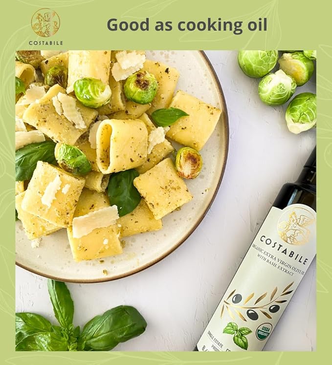 Basil Olive Oil Organic from Puglia, Italy. Basil Infused Extra Virgin Olive Oil from a single
