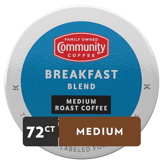 Community Coffee Breakfast Blend 72 Count Coffee Pods, Medium Roast, Compatible with Keurig 2.0