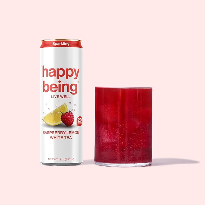 Happy Being Sparkling Nutrient-Rich Raspberry Lemonade White Tea – Infused with Turmeric