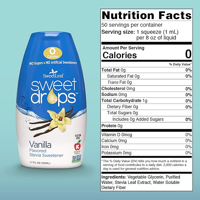 SweetLeaf Sweet Drops Vanilla Stevia Liquid Sweetener - Flavor Foods, Keto Coffee with Sugar Free