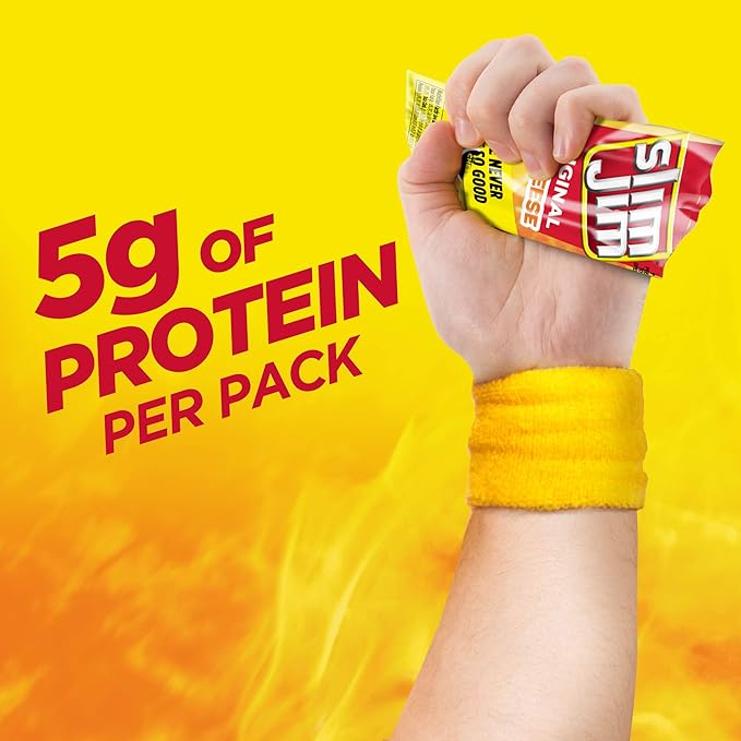 Slim Jim Beef 'N Cheese Smoked Meat Sticks, Original Flavor, 5g Protein Per Serving, Snack Size