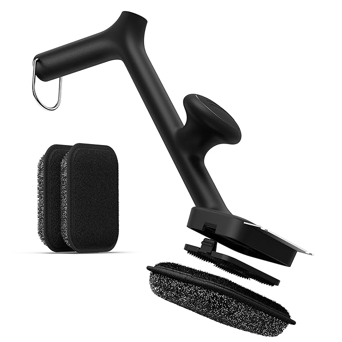 BBQ Grill Brush Bristle Free - 17" Safe Steam Grill Cleaner Brush with Scraper and 3 Brush Heads