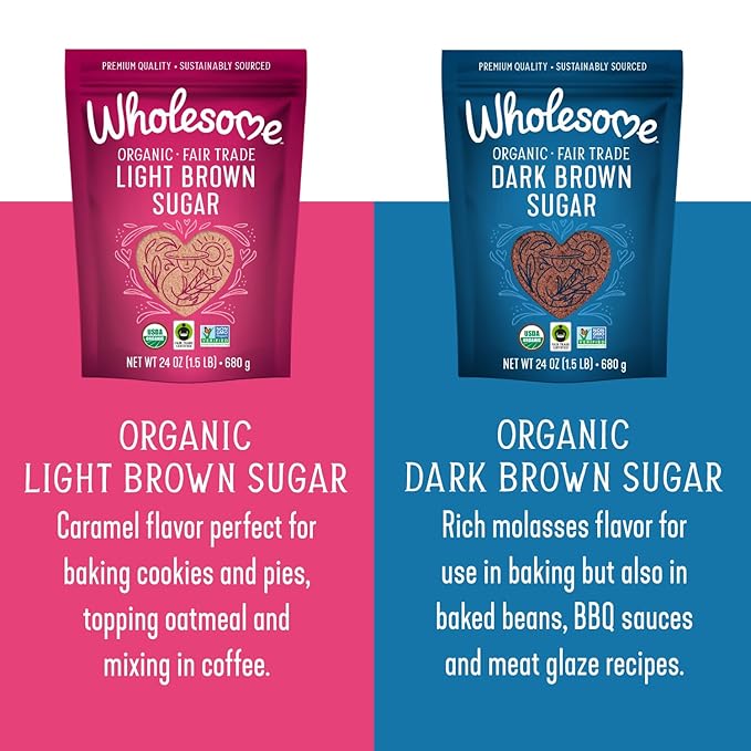 Wholesome Sweeteners 24-Ounce Organic Dark Brown Sugar, Fair Trade, Non GMO, Gluten Free & Vegan
