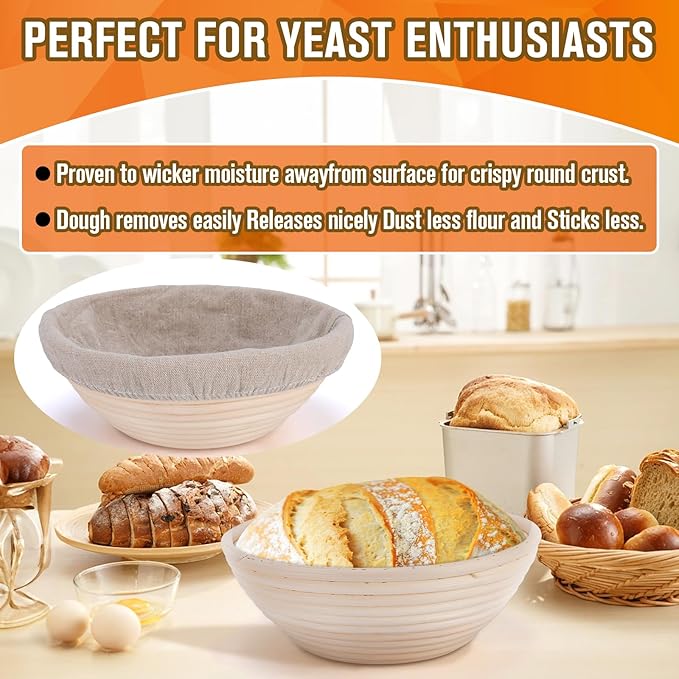 Banneton Bread Proofing Basket, Sourdough Banneton Basket, 9 inch Round Banton Proofing Baskets