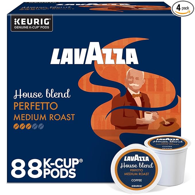 Lavazza House Blend Perfetto, Single-Serve Keurig K-Cup Pods, Medium Roast Coffee, 88-Count Box (4