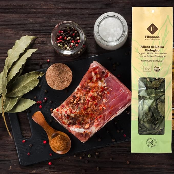 FILIPPONE - Organic Bay Leaves on Stem, 25 g (0.88 oz), Sicilian, Certified USDA Organic