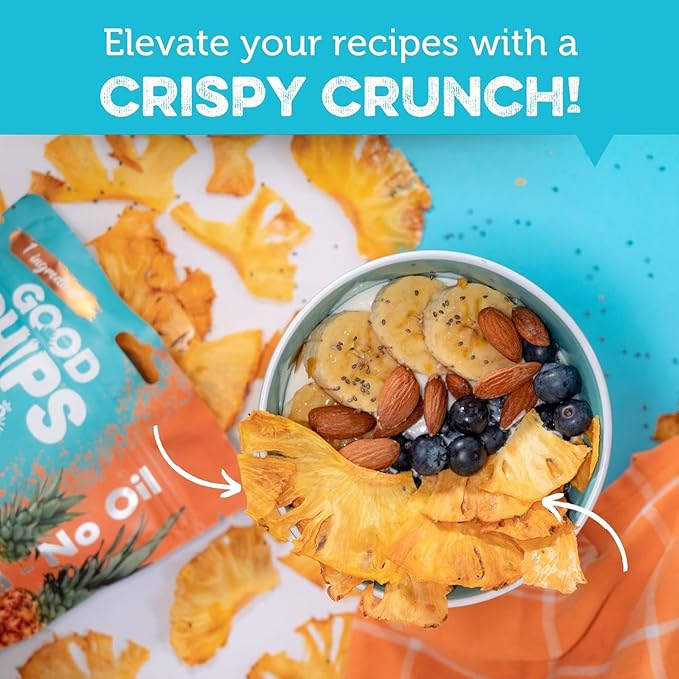 Good Chips Baked Crunchy Pineapple - Crispy, Oil Free, Healthy, Naturally Sweet Dried Fruit Snacks