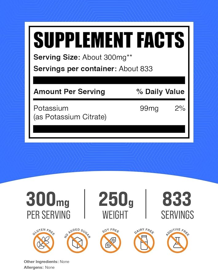 BulkSupplements.com Potassium Citrate Powder - for Hydration Support, Mineral Supplement, Potassium