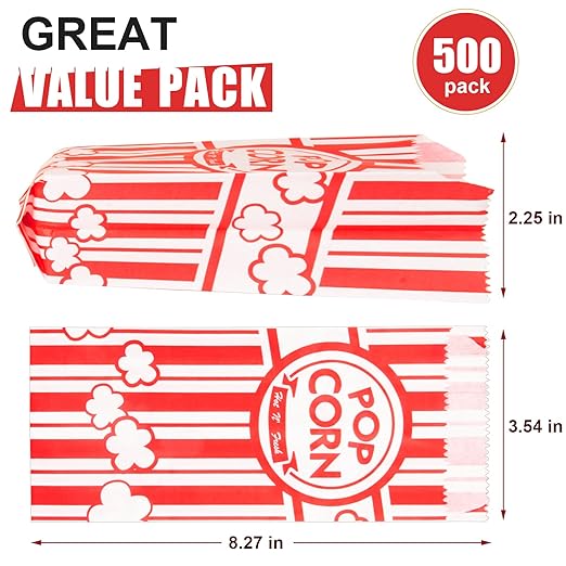 500pcs Paper Popcorn Bags for Party, 1 Oz Small Vintage Individual Servings Popcorn Container Pop