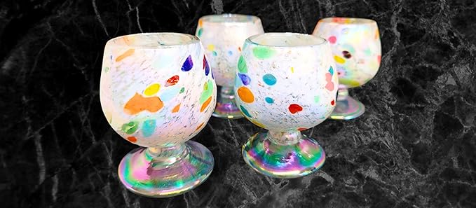 Authentic Mexican Tequila Hand Blown Shot Glasses - Set of 4-2 oz - Mini Glass Snifters - Heavy