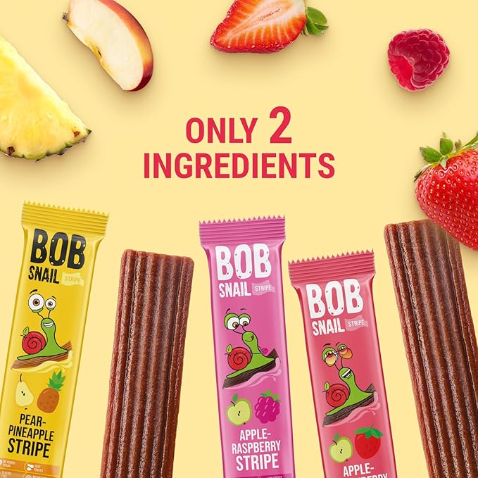 BOB SNAIL Healthy Organic Fruit Snacks for Kids and Adults ??30 Organic Fruit Leather Snacks with