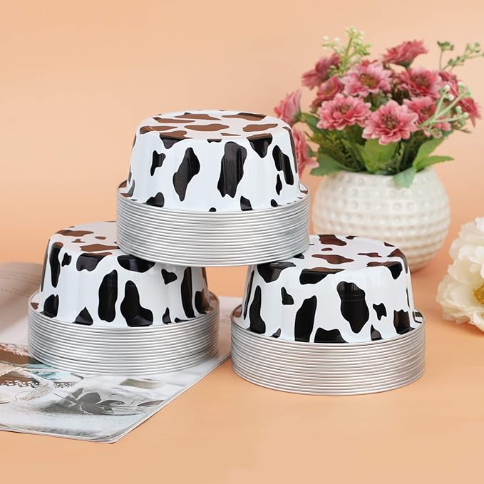 Beasea 8oz 50 Pack Disposable Ramekins with Lids, Aluminum Baking Cups for Creme Brulee, Muffin