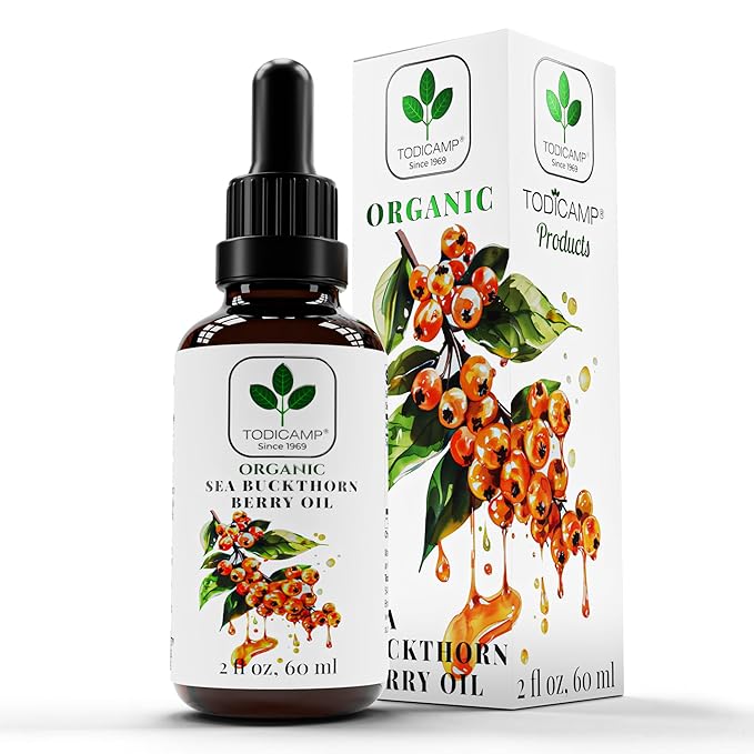 Sea Buckthorn Oil Organic - 2 fl oz Cold-Pressed Sea Buckthorn Berry Oil - Seabuckthorn Oil for