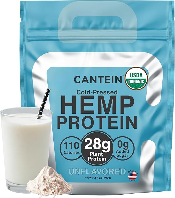 Organic Hemp Protein Powder, Plant Based and Vegan Protein Shake, Lactose and Dairy Free, Gluten