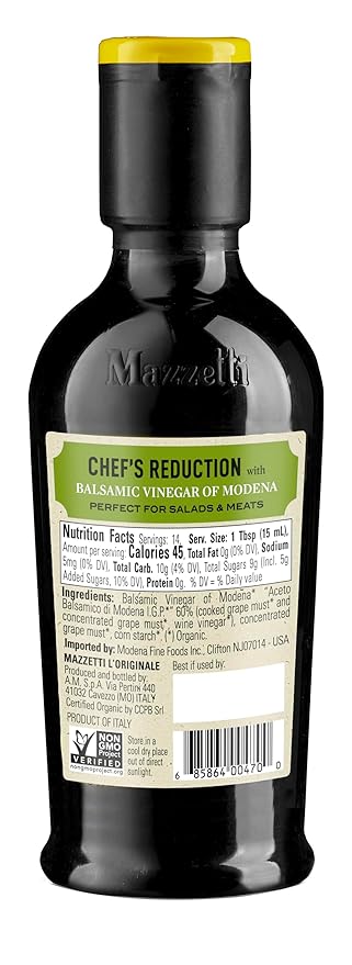 Mazzetti Organic Chef's Reduction Balsamic Glaze - New -7.3 Fl Oz