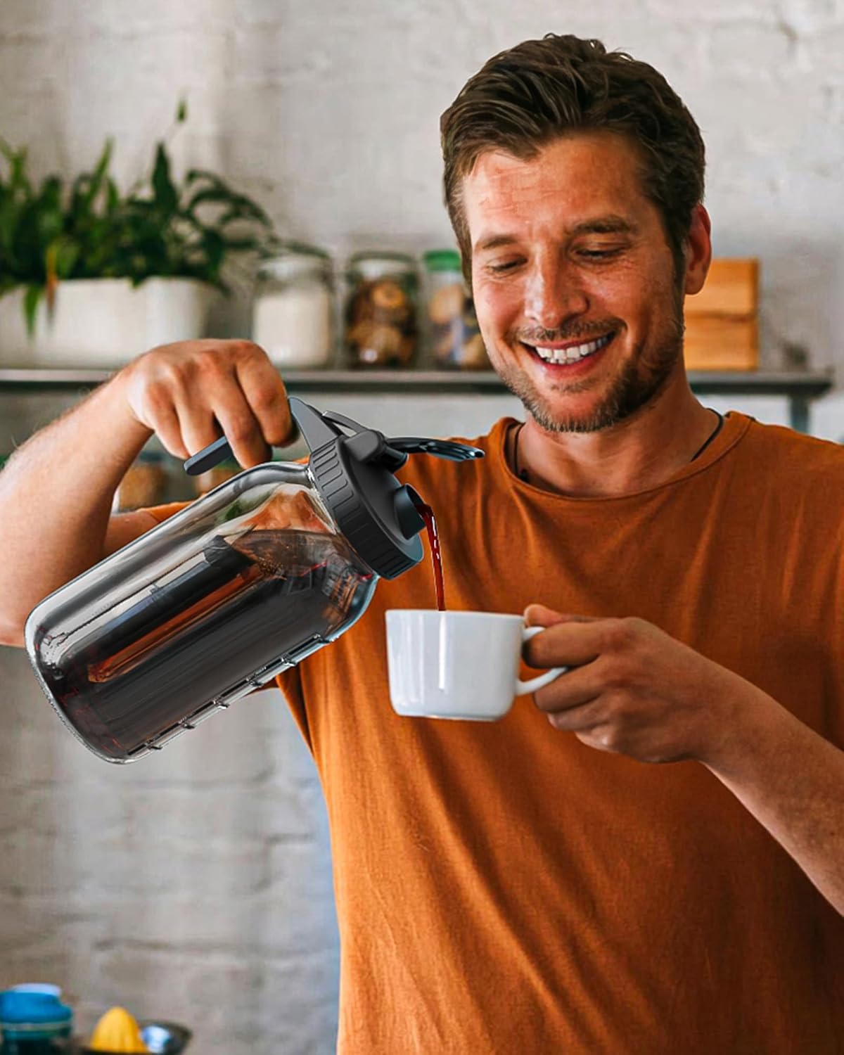 2 Pack Cold Brew Coffee Maker, 64oz Mason Jar Pitcher with 100μm 304 Filter