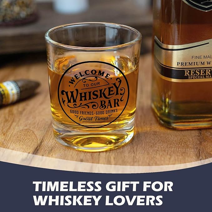 Whiskey Bar Glasses 10 oz, Whiskey Lovers Gifts, Whisky Gifts Old Fashioned Rocks Glasses for Women