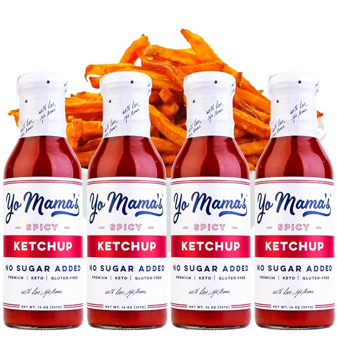 Yo Mama's Foods Keto Spicy Ketchup ??Pack of (4) - No Sugar Added, Low Carb, Vegan, Gluten Free