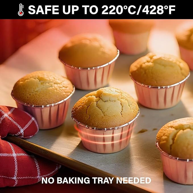 EUSOAR Aluminium Cups for Baking, 100pcs 3.5 oz Disposable Aluminum ramekins, Foil Cupcake Baking