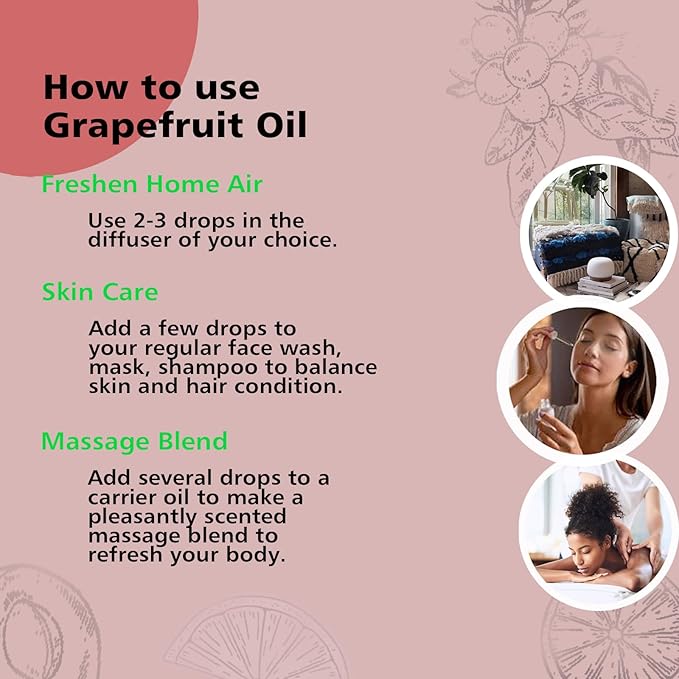 Grapefruit Essential Oil 1 Oz - 100% Pure Grapefruit Oil for Skin, Hair, Diffuser & Cleaning