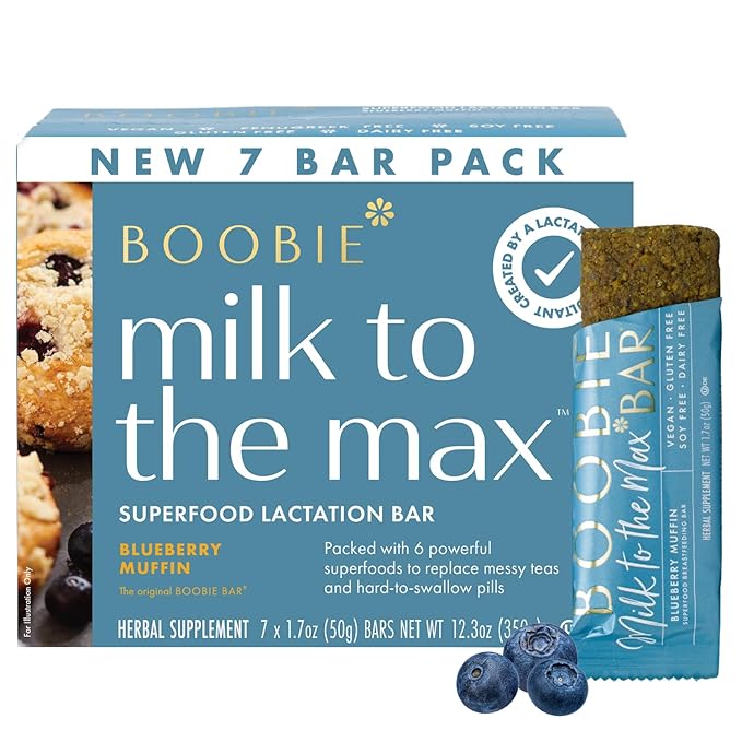 Boobie Bar Superfood Blueberry Muffin Lactation Bar for Breastfeeding Moms to Increase Milk Supply