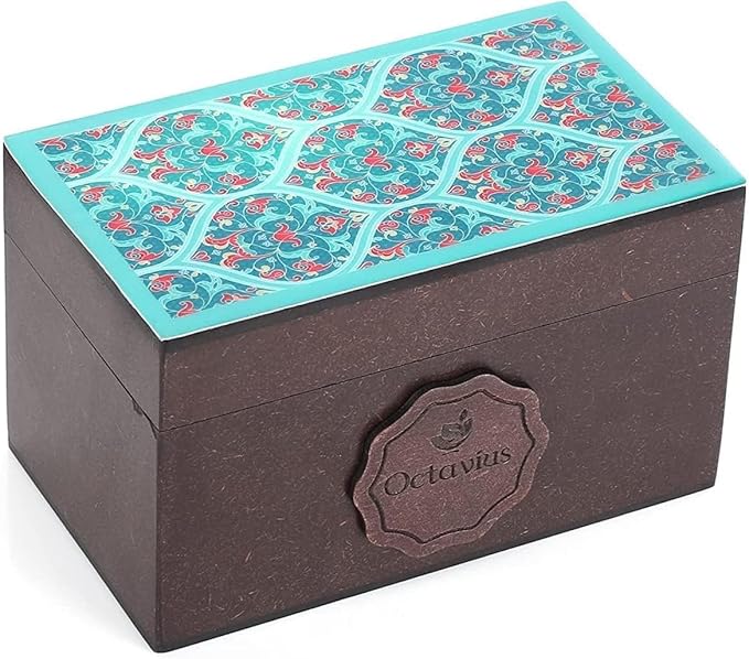 Octavius Assorted Tea Gift Set | 6 Assorted Black & Green Teas | 30 Teabags | Wooden Tea Sampler