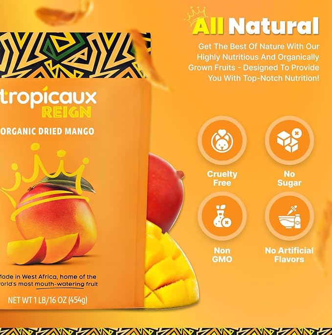 Organic Dried Mango Slices, No Sugar Added, 16oz - All-Natural, Non-GMO, Mouth-Watering Dried