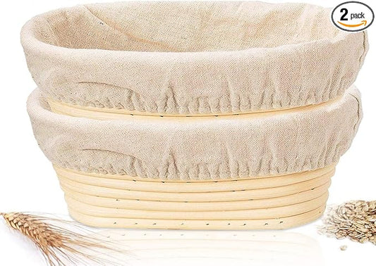 Banneton Bread Proofing Basket, 2 Pack 10 Inch Oval Sourdough Proofing Basket, Sourdough Bread