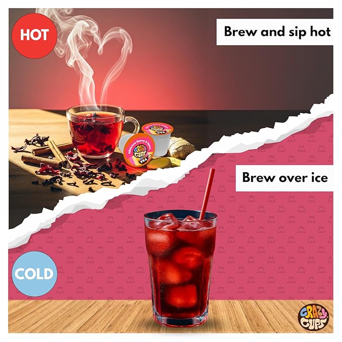 Crazy Cups Hibiscus Berry & Spice Herbal Tea Pods, 22 Count, Caffeine Free, Kosher Certified