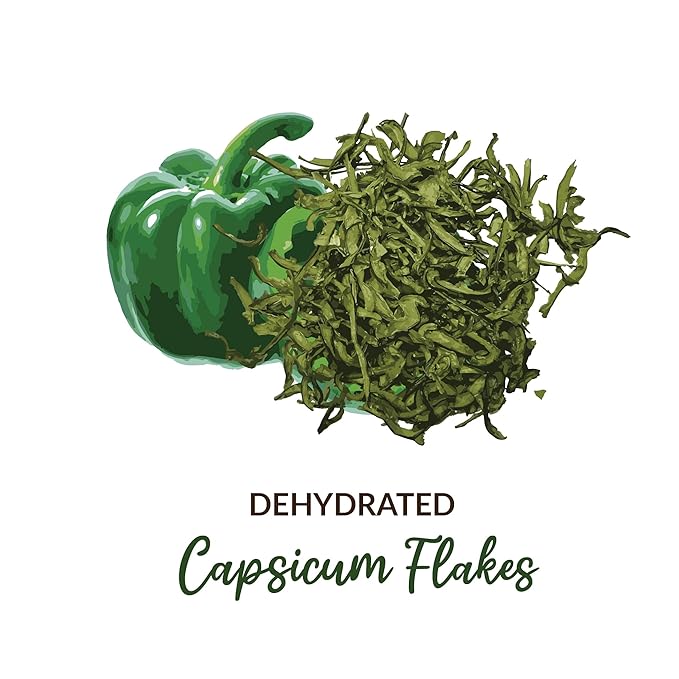 SHROOTS Green Dehydrated Bell Pepper Flakes ??Dried Capsicum Vegetable for for Soup Mix, Kosher