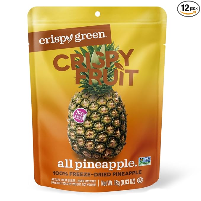 Crispy Green Natural Freeze-Dried Fruit, Pineapple Single-Serve, No Sugar Added, 0.63 Ounce (Pack