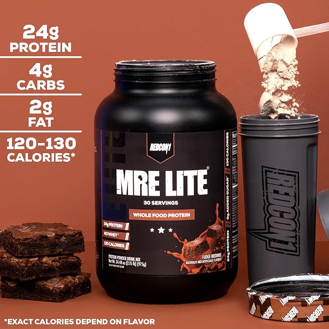REDCON1 MRE Lite Whole Food Protein Powder, Oatmeal Chocolate Chip - Low Carb & Whey Free Meal