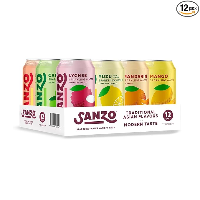 Sanzo Flavored Sparkling Water Variety Pack - Yuzu Lemon Soda, Calamansi Lime Seltzer Water, Pomelo