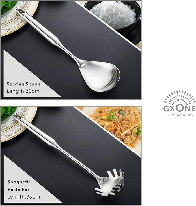 Kitchen Utensil Set ??6 Piece Stainless Steel Cooking Utensils with Rotating Holder Organizer