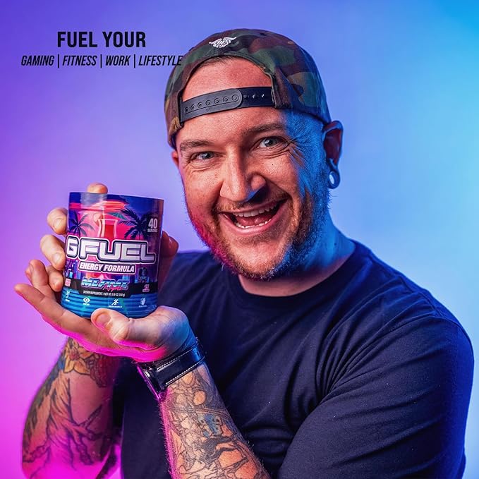 G Fuel Miami Nights Energy Drink Powder, Pre Workout Caffeine Mix for Gaming, Sugar Free Focus
