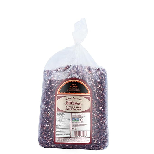 Amish Country Popcorn | 6 lbs Bag | Red Popcorn Kernels | Old Fashioned, Non-GMO and Gluten Free