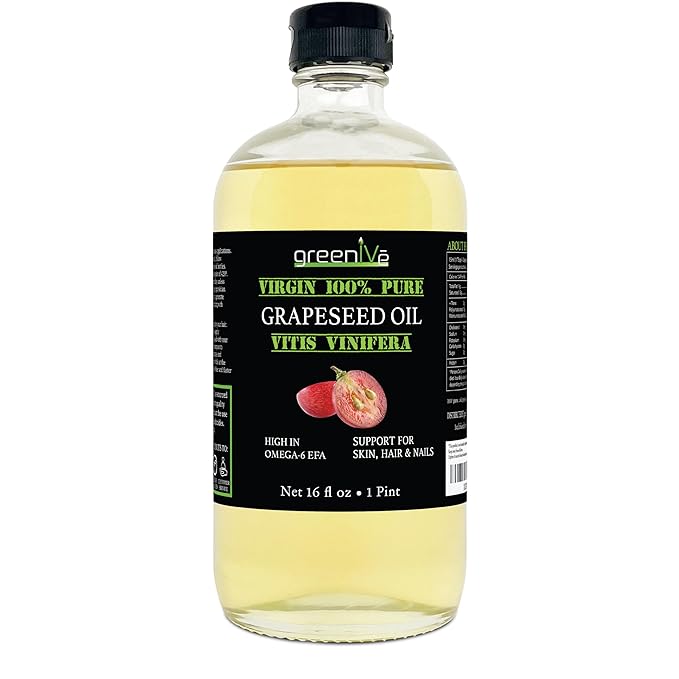 GreenIVe Grapeseed Oil Organically Grown 100% Pure Cold Pressed Light Flavor High Tempurature